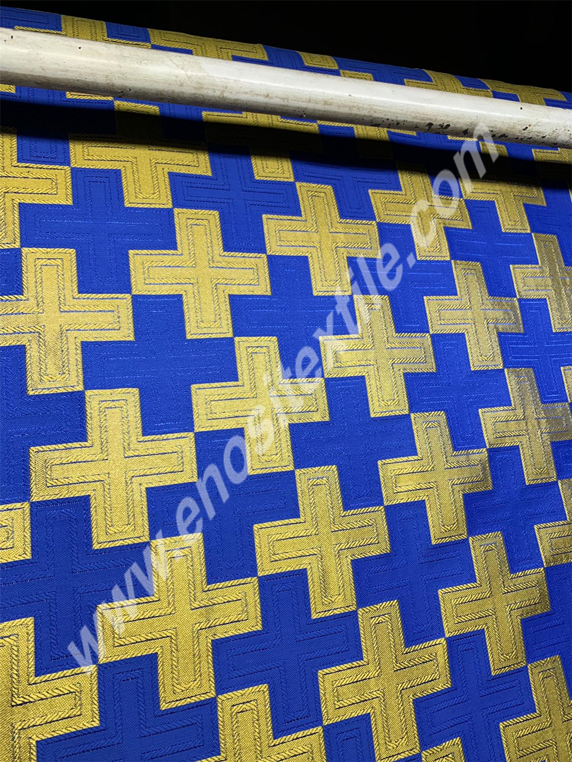 KL-041 Dark Blue-Gold Brocade Fabrics